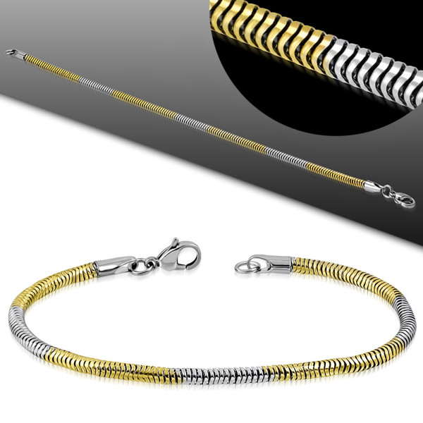 Armband, Edelstahl, Design "Schlangenarmband", Bicolorfarben, Damen