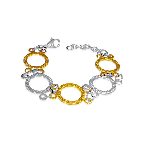 Armband, Edelstahl, Bicolorfarben, Design „Fantasyarmband mit Ringen“, Damen