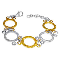 Armband, Edelstahl, Bicolorfarben, Design „Fantasyarmband mit Ringen“, Damen