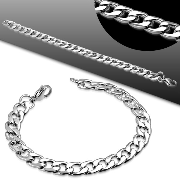 Armband, Edelstahl, Design "Panzerarmband", Silberfarben, Damen, Herren