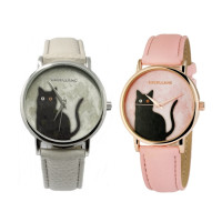 Excellanc Damenuhr Uhr Katze Verschiedene Armbandfarben Damen