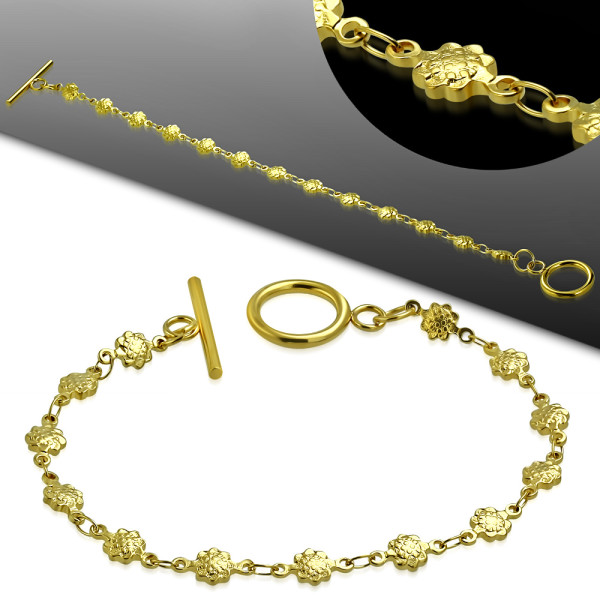 Armband, Edelstahl, Design "Fantasyarmband", Goldfarben, Damen