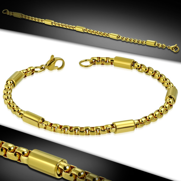 Armband, Edelstahl, Design "Erbsarmband", Goldfarben,Damen