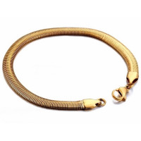 Armband, Edelstahl, Design "Schlangenarmband", Goldfarben, Damen, Herren