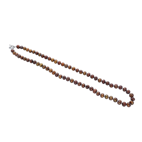 Collier Perlenkette Süsswasserperlen Barock Brauntöne Damen Länge 52 cm