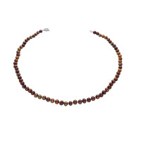 Collier Perlenkette Süsswasserperlen Barock Brauntöne Damen Länge 52 cm