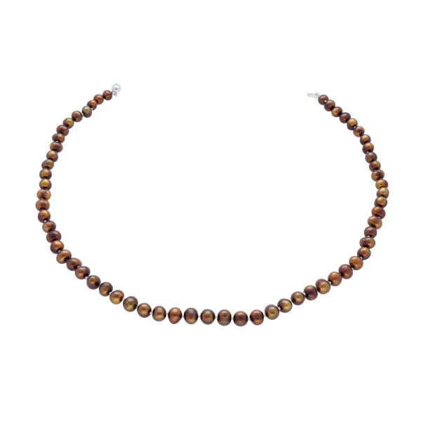 Collier Perlenkette Süsswasserperlen Barock Brauntöne Damen Länge 49 cm 51 cm