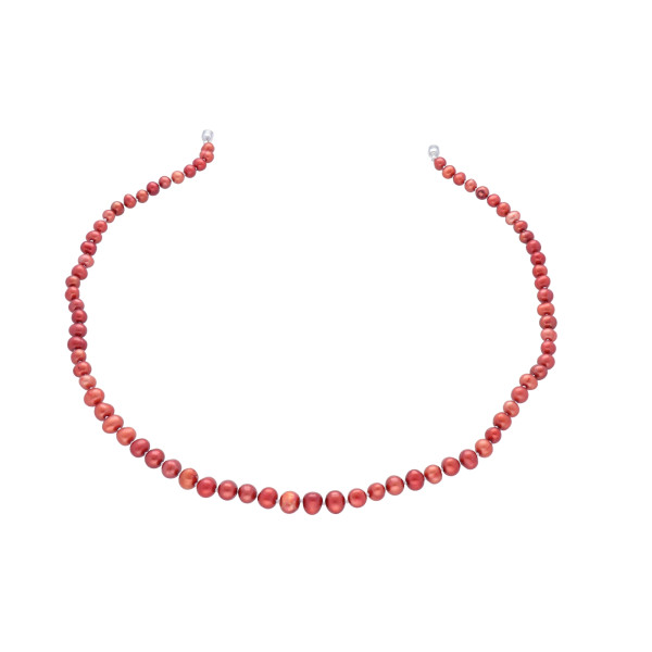 Collier Perlenkette Süsswasserperlen Barock Rot Damen Länge 48 cm 52 cm