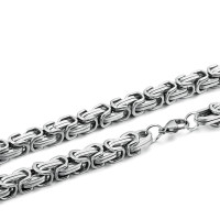 Halskette und Armband, Edelstahl, Silberfarben, Design "Königskette", Damen, Herren