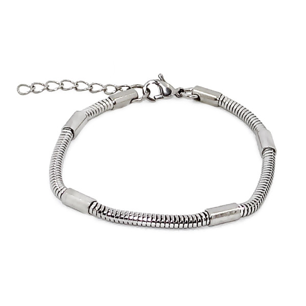Armband, Edelstahl, Design "Schlangenarmband", Silberfarben, Damen