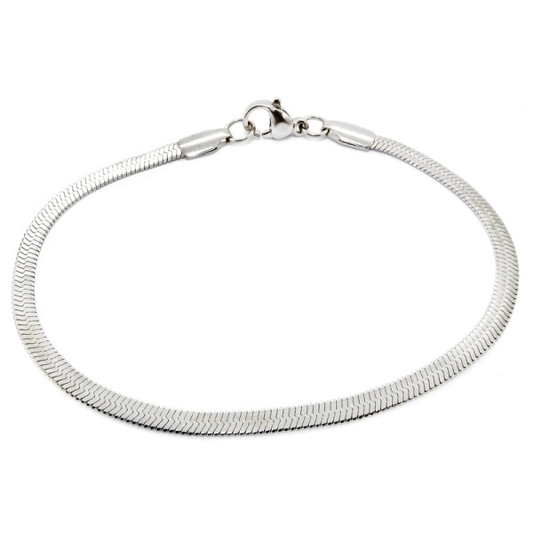 Armband, Edelstahl, Design "Flaches Schlangenarmband", Silberfarben, Damen