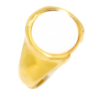 Ring, Cocktailring, Edelstahl, Goldfarben, Design "Weiße Halbperle", Damen
