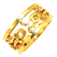 Ring, Bandring, Edelstahl, Goldfarben, Design "Durchbrochen", Damen
