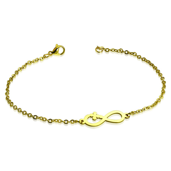 Armband Edelstahl Goldfarben Silberfarben Floral Infinity Damen Infinity mit Kreuz - goldfarben