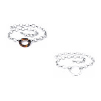 Halskette Edelstahl mit Ring Silberfarben Damen 50 cm
