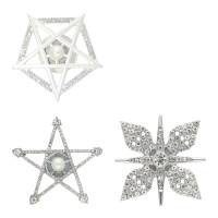 Magnet Brosche für Schal Taschen Kleidung Strass Steine Silberfarben Magnetbrosche Stern Damen