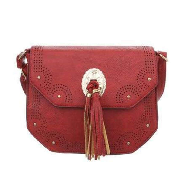 Damenhandtasche Handtasche Umhängetasche Kunstleder Quaste Rot Damen Mädchen