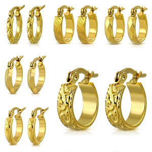 Ohrringe Creolen Edelstahl Goldfarben Poliert  Damen 10 mm Modell 6