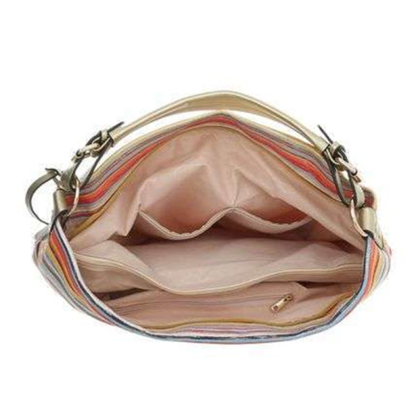 Damenhandtasche Handtasche Umhängetasche Shopper Kunstleder mit Lurex Mehrfarbig Pink Damen Mädchen