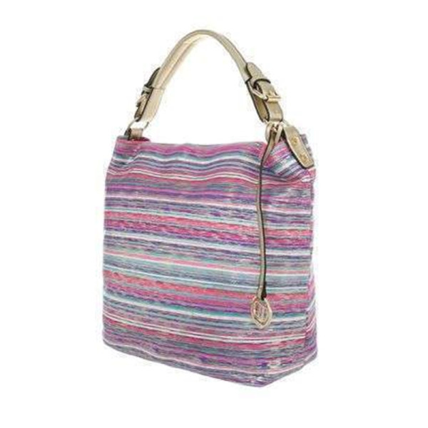 Damenhandtasche Handtasche Umhängetasche Shopper Kunstleder mit Lurex Mehrfarbig Lila Damen Mädchen