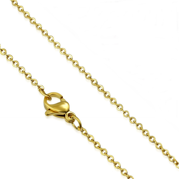 Halskette Edelstahl Ankerkette Goldfarben Länge 45 cm und 50 cm  Stärke 1mm 1,5 mm und 2 mm