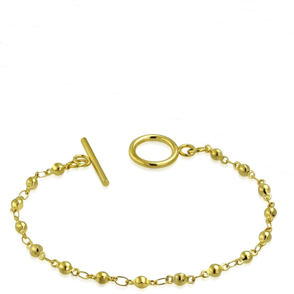 Armband Kugelarmband Edelstahl Goldfarben Knebelverschluss Damen Länge 19 cm