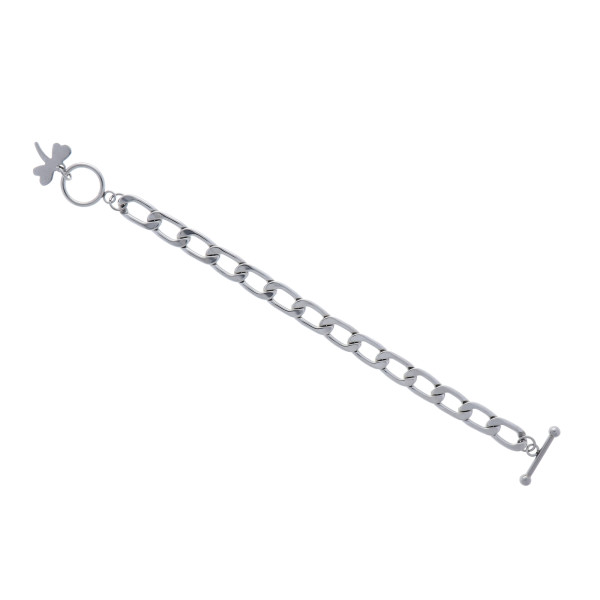 Edelstahl Armband Panzerarmband Libelle Silberfarben Knebelverschluss Damen Länge 18,5 cm