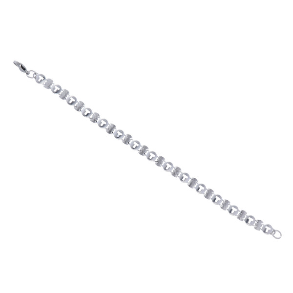 Edelstahl Armband Fantasyarmband Silberfarben Poliert Mattiert Damen Länge 21,5 cm
