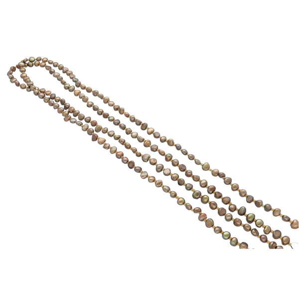Perlenkette Süsswasserperlen Barock Bronzetöne Endlos Damen Länge 160 cm
