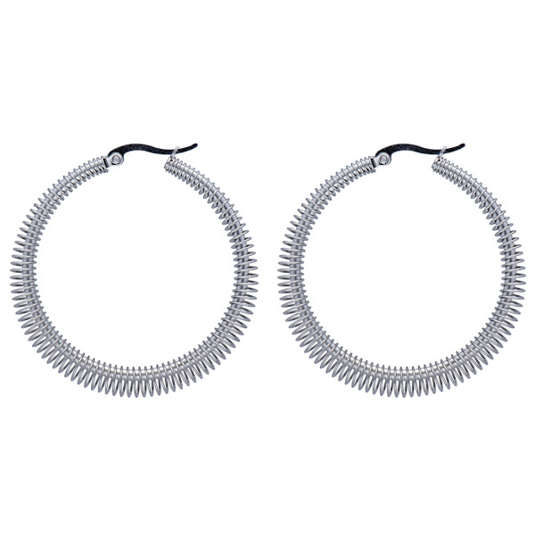 Ohrringe Creolen Edelstahl Silberfarben Spiralform Kreolen Damen Durchmesser 32 mm 42 mm