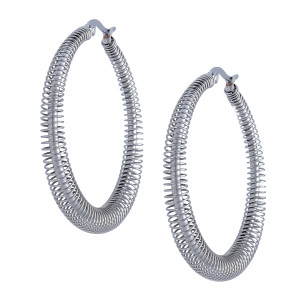 Ohrringe Creolen Edelstahl Silberfarben Spiralform Kreolen Damen Durchmesser 32 mm 42 mm
