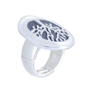 Damenring Elastisch Kleinste Ringgröße 56 Metall Rhodiniert Silberfarben Lebensbaum Damen