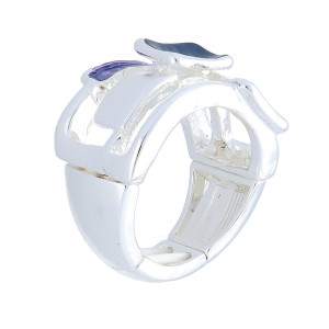 Damenring Elastisch Kleinste Ringgröße 56 Metall Rhodiniert Silberfarben Rechtecke Damen