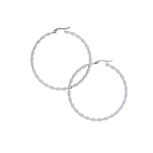Ohrringe Creolen Edelstahl Silberfarben Poliert Gedreht Kreolen Damen Durchmesser 5,5 cm