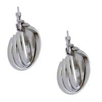 Ohrringe Edelstahl Silberfarben Poliert Dreireihig gedreht Kreolen Damen Durchmesser 1,7 cm und 2,5 cm 1,7 cm