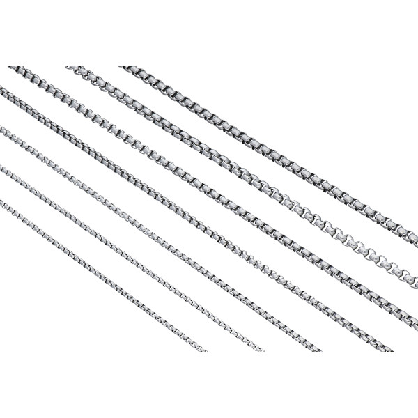 Edelstahl Halskette Rolokette Stärken: 1,3 mm - 4 mm, Längen: 45 cm - 83 cm