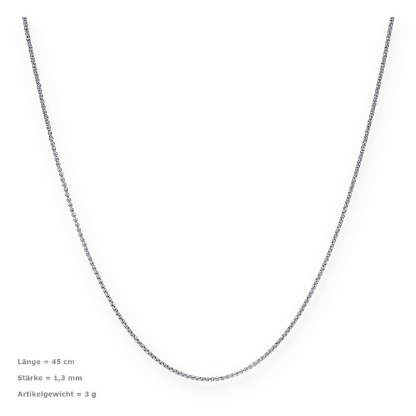 Edelstahl Halskette Rolokette Stärken: 1,3 mm - 4 mm, Längen: 45 cm - 83 cm Silber 45 cm 1,3 mm