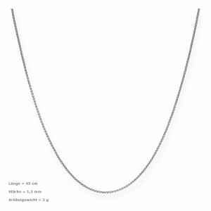 Edelstahl Halskette Rolokette Stärken: 1,3 mm - 4 mm, Längen: 45 cm - 83 cm Silber 45 cm 1,3 mm