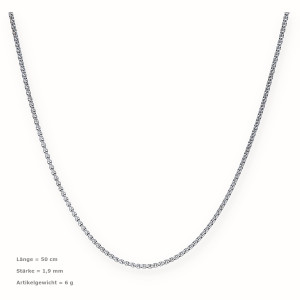 Edelstahl Halskette Rolokette Stärken: 1,3 mm - 4 mm, Längen: 45 cm - 83 cm Silber 50 cm 1,9 mm