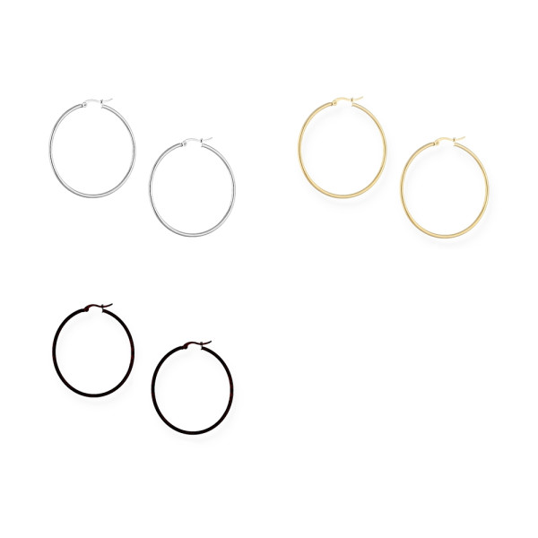 Ohrringe Creolen Edelstahl Kreolen Gold Silber Schwarz Durchmesser 23 mm - 100 mm