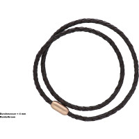 Armband Halskette Lederkette Geflochten Ø Braun 4 mm Rund 45 cm Magnetverschluss Rosegold