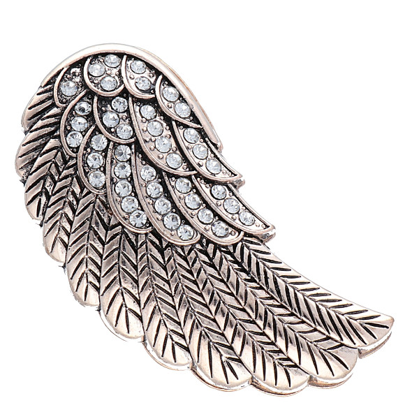 Magnetbrosche für Schal Taschen Kleidung Flügel Blatt Strass Silber- und brozefarben Modell 1