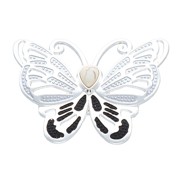 Magnetbrosche für Schal Taschen Kleidung Schmetterling Silber Schwarz Türkis Rosa Modell 1