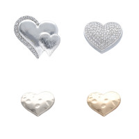 Magnet Brosche für Schal Taschen Kleidung Herz Doppelherzen Strasssteine