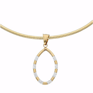 Halskette Omegareif mit Anhänger Edelstahl 45 cm ⌀ 2-3 mm Gold Silber Oval
