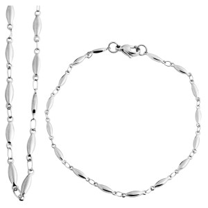 Halskette und Armband, Edelstahl, Silberfarben, Design...