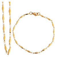 Halskette und Armband, Edelstahl, Goldfarben, Design "Fantasy", Damen