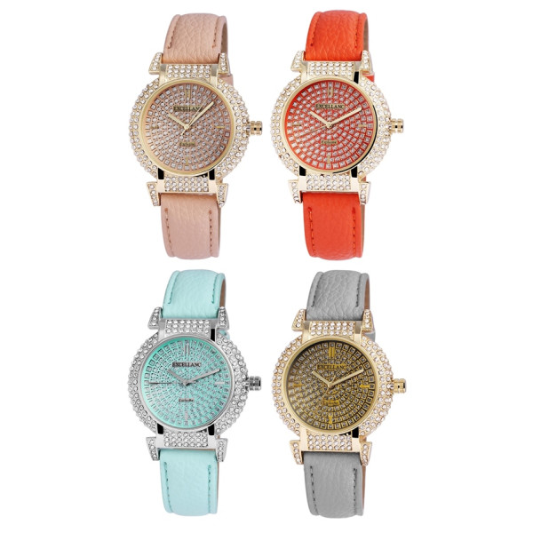Excellanc Damenuhr Uhr Strassteine Verschiedene Armbandfarben Damen
