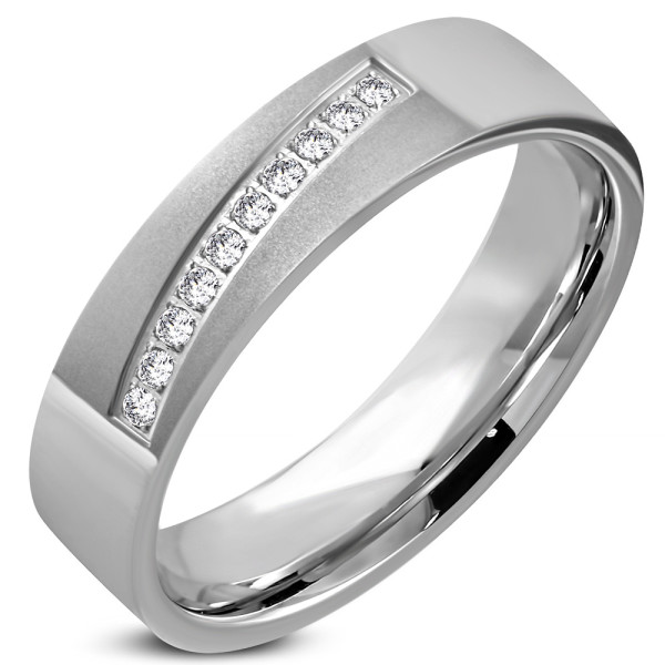 Ring, Bandring, Edelstahl, Silberfarben, Damen, Herren, Design Mehrere Steine