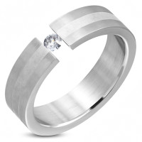 Ring, Bandring, Edelstahl, Silberfarben, Damen, Herren, Design "Spannring"